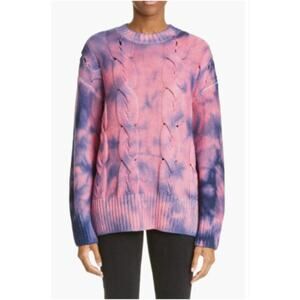 OFF WHITE NWT Women's Pink & Blue Tie Dye Wool Blend Cable Knit Sweater // L